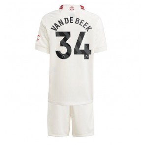Lacne Dětský Futbalové dres Manchester United Donny van de Beek #34 2023-24 Krátky Rukáv - Tretina (+ trenírky)